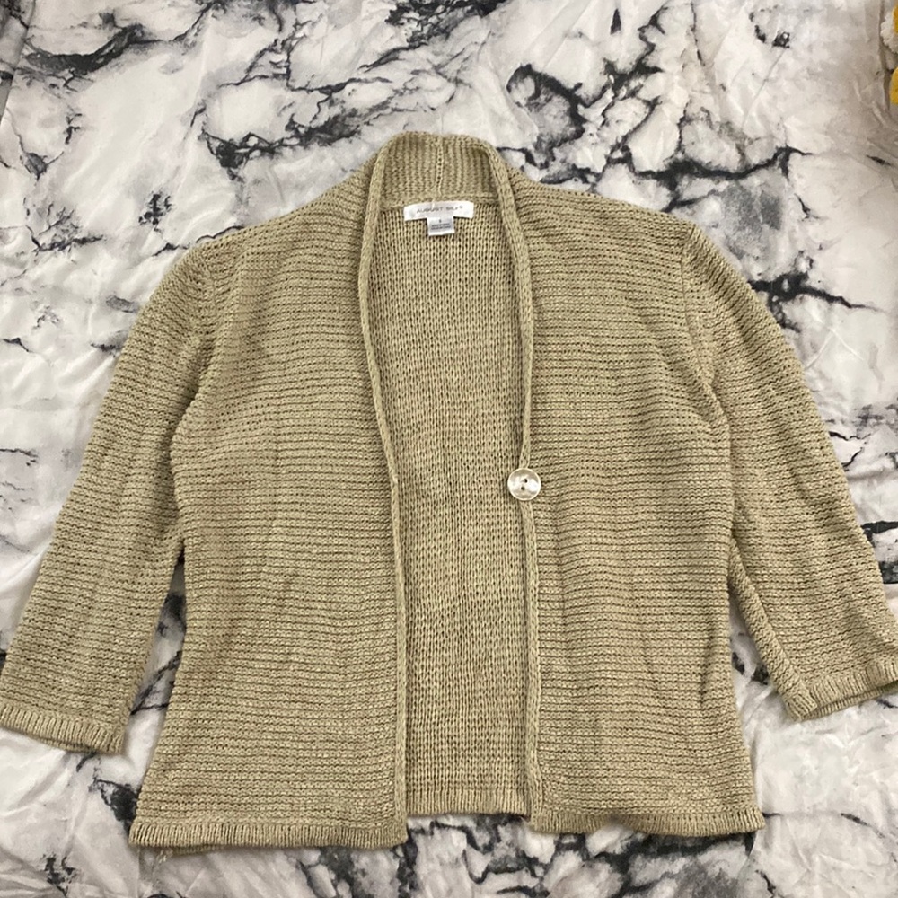 August Silk beige single-button cardigan